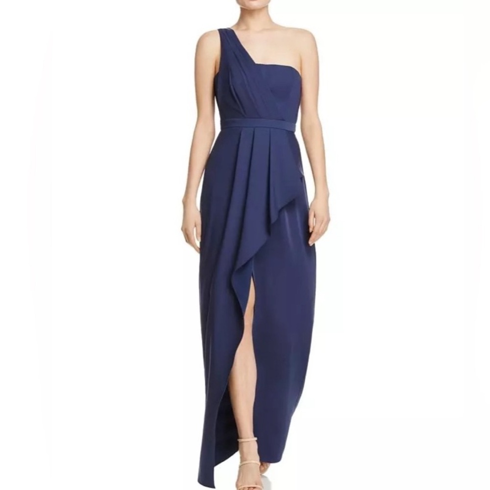 BCBGMAXAZRIA 'Kristine' Cobalt Blue One Shoulder Tulip Hem Evening Gown …NWT